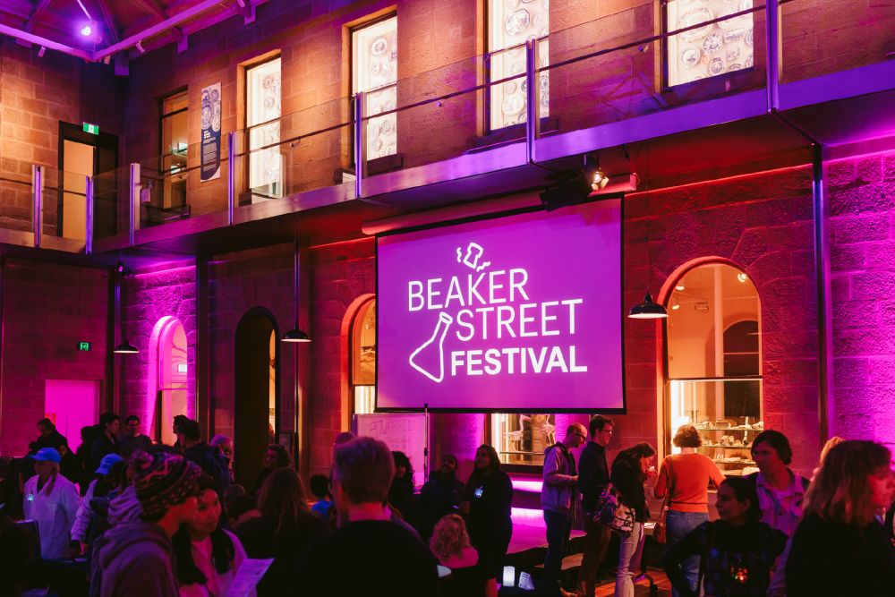 Beaker street festival outdoor sign