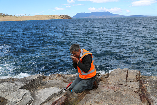 Gintaras collecting lichen